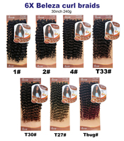 Ekstensi Rambut Crochet Freetress 6X Beleza Curl Hawaii Wand Curl Jerry Deep Twist Curly Water Wave GoGo Curl Braid
