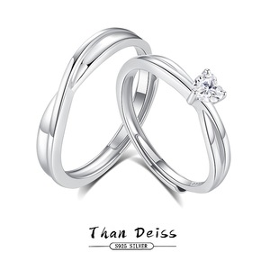 Gioielli Raffinati, Anello per Coppia <span class=keywords><strong>in</strong></span> Argento 925 con Zirconia Cubica, Anelli Regolabili per Matrimonio, Regalo per Donne - Product Image 1
