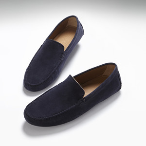 Mocassini da Guida, Blu Navy in Camoscio - Product Image 1