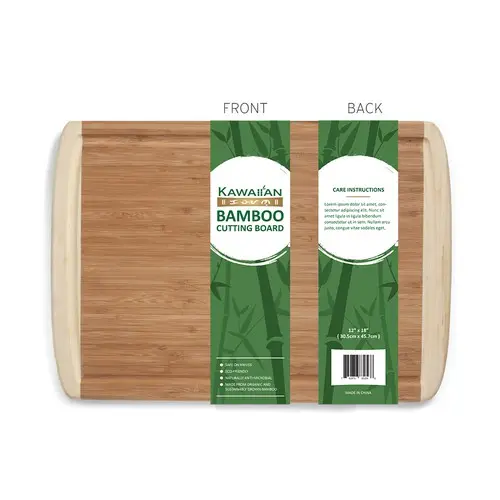 Al por mayor de encargo impresa blanco Eco amigable Etiqueta de papel de tarjeta cubiertos de tabla de cortar de bambú de manga