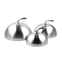 Penutup Makanan Stainless Steel Bentuk Kubah Bulat Warna Emas Perak untuk Hotel Restoran Prasmanan Katering Steak Teppanyaki Penghangat Sajian