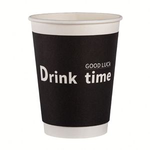 Gobelets à café et à thé jetables écologiques à double paroi avec couvercles, logo personnalisé, 8oz 10oz 12oz 16oz OEM ODM - Product Image 1