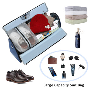 Sacs à vêtements pliables gris promotionnels, sacs de <span class=keywords><strong>voyage</strong></span>, sacs fourre-tout, housses de costume anti-plis pour femmes et hommes - Product Image 5