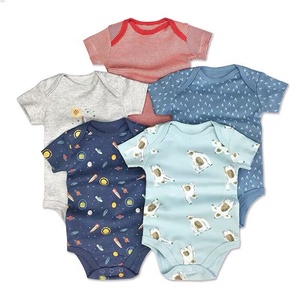 Cinque pezzi del commercio all'ingrosso del pacchetto Neonato manica corta 100% cotone pagliaccetto della ragazza del ragazzo del bambino tute manica corta - Product Image 3