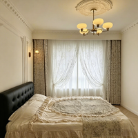 Rideaux occultants transparents brodés de style européen à double couche, luxueux, avec dentelle, pour salon et chambre à coucher