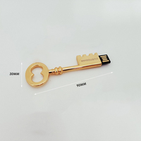 Kunci Emas Logam Hadiah Bisnis Stik Usb, Flash Drive 4Gb 16Gb 8Gb, Murah, Usb Flash Drive 1Gb 2Gb dengan Logo Kustom