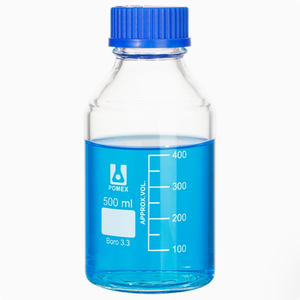Réactifs chimiques d'utilisation de laboratoire de bouteilles en verre d'utilisation bleue transparente ronde de laboratoire de chapeau - Product Image 1