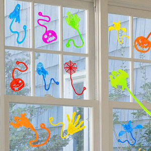 ของเล่นฮาโลวีนสำหรับเล่นแผลงบนกำแพงปีนเขาที่มีความเหนียวสำหรับเด็กใยแมงมุมผีฟักทองทำจาก TPU แบบยืดหยุ่น - Product Image 3