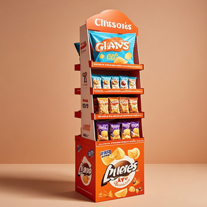 Giá để trưng bày sản phẩm bằng bìa cứng, <span class=keywords><strong>4</strong></span> tầng, có logo tùy chỉnh, dành cho điểm bán lẻ thực phẩm, kệ giấy POP cho đồ ăn nhẹ tốt cho sức khỏe - Product Image 6