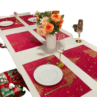 Sets de table réutilisables en feuille d'or écologiques modernes pour Noël, serviettes transfrontalières, décorations de table à manger, isolation thermique en plastique