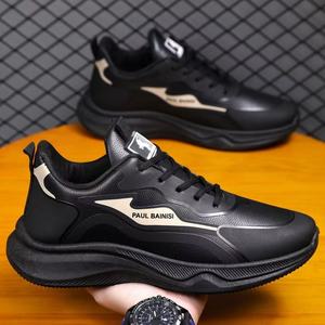 Paul Bainisi Men's Lightweight Breathable Sneakers Black Casual <b>Walking</b> Shoes Low <b>Top</b> Sport Style - Product Image 2