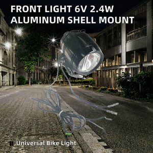 Phare <span class=keywords><strong>avant</strong></span> de vélo universel à LED 6V 2.4W avec coque en alliage d'aluminium, installation par montage, <span class=keywords><strong>dynamo</strong></span> à pédale pour la génération d'énergie - Product Image 2