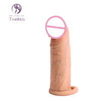 Consolador hueco realista, condón, producto sexual para adultos, Material de silicona, Agrandamiento del pene, piel Real, cubierta de consolador masculino engrosada