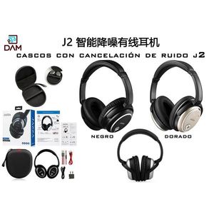 Cuffie con cancellazione del rumore DAM J2, cablate, nere e oro, audio stereo, con custodia e accessori - Product Image 3