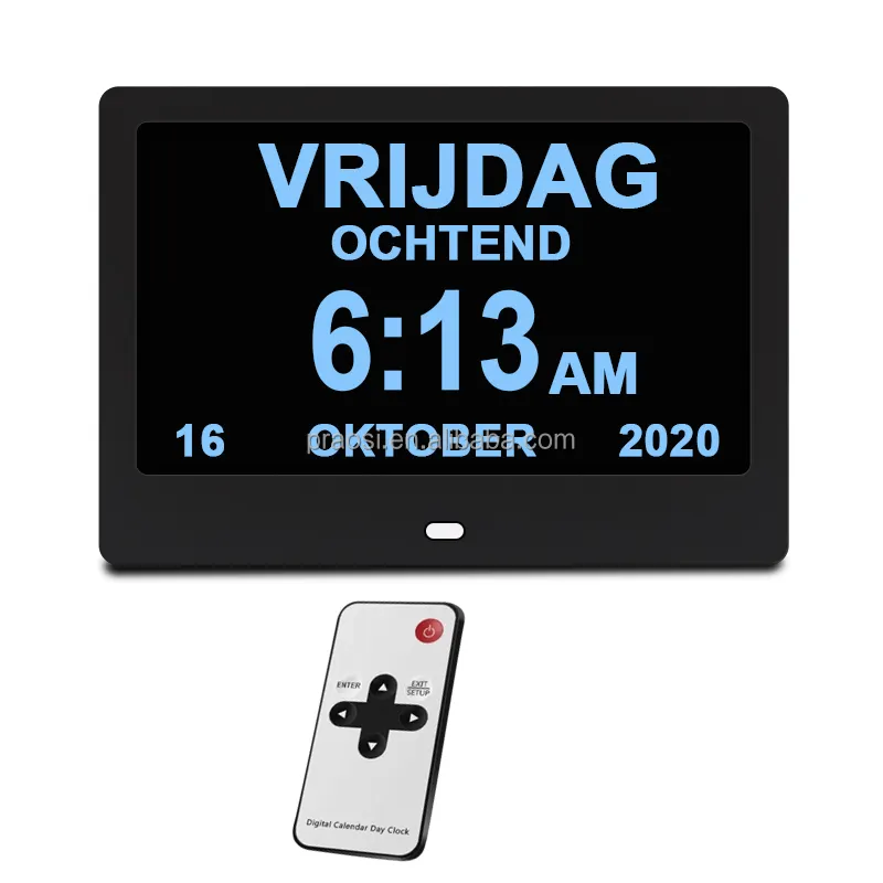 Tafel Stand Muur Hangen 7 "Lcd Grote Display Dementie Digitale Kalender Klok Met Medicatie Alarm