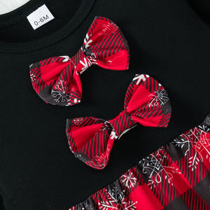Robes de Noël à carreaux pour enfants, robes de Noël rouges pour bébés filles, prix bas, robe de Père Noël mignonne en gros - Product Image 6