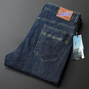 OEM/ODM kustom Baggy pria Jeans pria klasik elastisitas Bisnis lurus longgar celana Denim pria J868