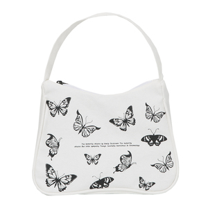 Borsa a Mano Primaverile da Donna con Stampa a Farfalla, Borsa Tote in Tela alla Moda, Borsa Sottobraccia con Cerniera a Mezzaluna in Tessuto di Cotone - Product Image 2