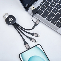 Câble de charge portable 6-en-1 pour porte-clés USB-C Micro USB avec lumière LED en matériau recyclé écologique