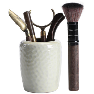 Six Gentlemen Tea Tools <b>Set</b> <b>Ceramic</b> Holder With Brush Spoon <b>Knife</b> Tongs For Tea Ceremony Dehua Made - Product Image 5