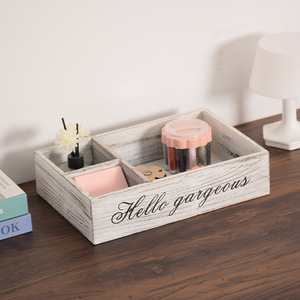 Wooden Desktop Organizer Rectangle Storage <b>Box</b> With Compartments For Office Supplies And <b>Small</b> Items - Product Image 4