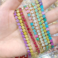 CH-LHB1488 Trendiges Candy-Color CZ Tennis-Armband Großhandel Vergoldetes Farbiges CZ Charm-Link Damen Tennis-Uhrenarmband Großhandel