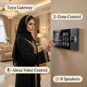 Panneau de contrôle intelligent pour maison connectée TL-Q8 Tuya Gateway, écran 8 pouces Android 11, amplificateur double zone 8x30W, commande vocale Alexa pour villa, vente en gros - Product Image 2