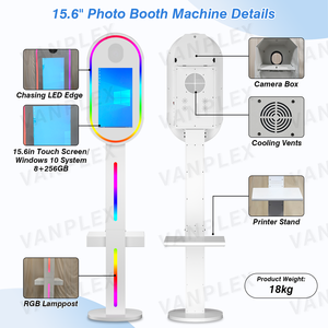 Photomaton ovale à écran tactile avec un écran haute définition de 15,6 pouces, mini PC, imprimante et appareil photo reflex numérique - Product Image 4