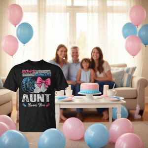 T-shirt con stampa Burnouts Or Bows Aunt Loves You per la rivelazione del sesso del bambino - Product Image 3