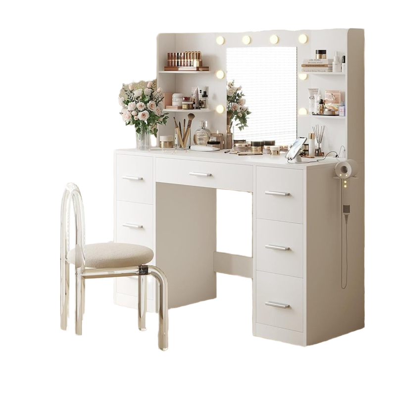 Modern L Shaped Vanity Table Extendable
