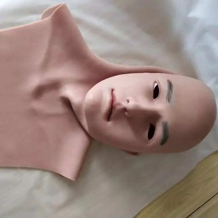 Máscara facial de fiesta masculina realista Cosplay con cuello para hombre guapo travesti