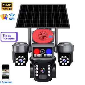 Kamera Keamanan 12MP Ultra HD Tenaga Surya 3-Layar 4G WiFi Lampu Peringatan Ganda 3-Lensa Kamera Pengawas Luar Ruangan - Product Image 2