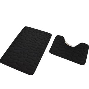 Cangming Bath Mat Set Coral Fleece <b>Pebble</b> Design Non-Slip Bathroom Mat 2-Piece Modern Style - Product Image 5