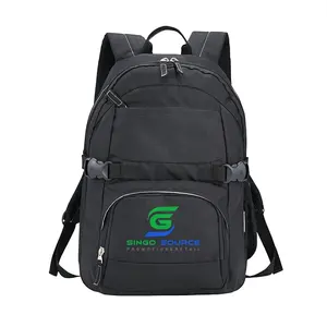 Mochila de viagem para laptop masculina de grande capacidade, mochila de varejo para computador, moda de viagem, poliéster 600D preto