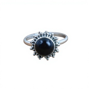 Bague en argent sterling 925 avec pierre précieuse onyx noir, tendance, chrétienne, faite à la main, antique, bijoux fins certifiés - Product Image 1
