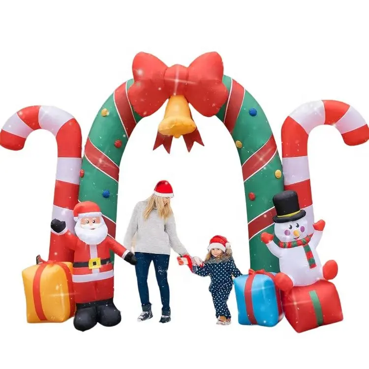 Arc gonflable de Noël géant de 13 pieds Nouveau Père Noël Bonhomme de neige Arche de Noël avec boîte-cadeau de bonbons à arc Lumières LED Glow Waterproof Outdoor