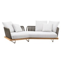 Ensemble de jardin extérieur de style moderne, cadre en aluminium, canapé en teck massif, chaise de détente, villa, véranda en plein air, cour, jardin