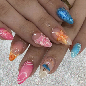 Newby 24pcs linh hoạt 3D màu xanh sao biển vỏ sóng mô hình ABS móng tay nghệ thuật cho ngón tay pháp Instagram lấy cảm hứng từ có thể tháo rời - Product Image 3