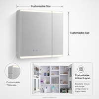 Kingstin Mueble Espejo LED Baño Lujo Personalizable Antivaho Regulable Almacenamiento Ajustable Negro Mate