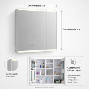 Kingstin Mueble Espejo LED Baño Lujo Personalizable Antivaho Regulable Almacenamiento Ajustable Negro Mate - Product Image 4
