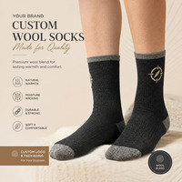 Chaussettes en laine personnalisées avec logo, chaussettes thermiques de qualité supérieure pour l'hiver, chaussettes respirantes pour la randonnée en plein air, fabricant OEM