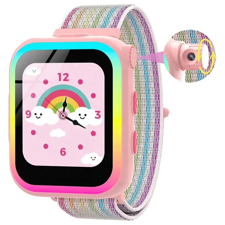 2023 New Arrival Custom Kids Smart Watch Com Jogos Cartão de Estudo SmartWatch com Flip Câmera Retrátil para Crianças Meninas Meninos