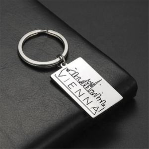 Mikiwu — porte-clés rectangulaire, <span class=keywords><strong>en</strong></span> acier inoxydable, épaisseur de 2mm, personnalisable, voyage du monde, Souvenir, pour voiture, hôtel, Rome - Product Image 2