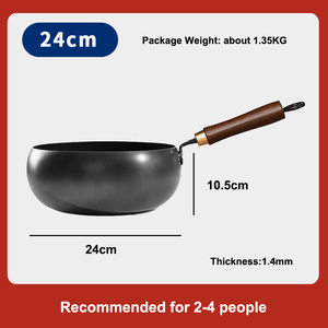 Oferta Especial: Wok de Hierro Fundido Martillado a Mano de 24/28 CM, Antiadherente Sin Recubrimiento, para Cocinar, Freír, Saltear y Preparar Salsas, Olla Tipo Wok de Gran Capacidad - Product Image 6