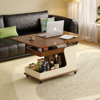 Table console mobile et durable, pliable, pour petits appartements modernes, mobilier de salon, dessus en métal, plateau relevable en bois, chariot de service domestique