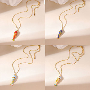 Collares de Moda Hawaiana de Verano, Joyería de Acero Inoxidable 316L, Collar de Pescado Marino Chapado en Oro de 14k y 18k para Mujer - Product Image 2