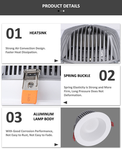 Spot LED encastré moderne en aluminium 4000K, lumière chaude et naturelle, avec pince de fixation à ressort - Product Image 3