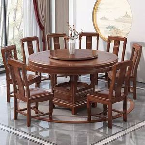 Juego de mesa de comedor redonda de madera maciza china tradicional de estilo moderno con diseño tallado <span class=keywords><strong>Lazy</strong></span> <span class=keywords><strong>Susan</strong></span> para comedor - Product Image 5