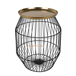 <b>Black</b> Wire Cage Base Tray <b>Side</b> <b>Table</b> - Product Image 2