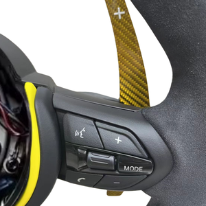 Volante Personalizzato in Pelle Scamosciata Gialla con LED per <span class=keywords><strong>BMW</strong></span> M3 M4 M5 M6 F06 F10 F15 F16 F20 F30 F31 F32 F33 F34 F36 M Sports - Product Image 6